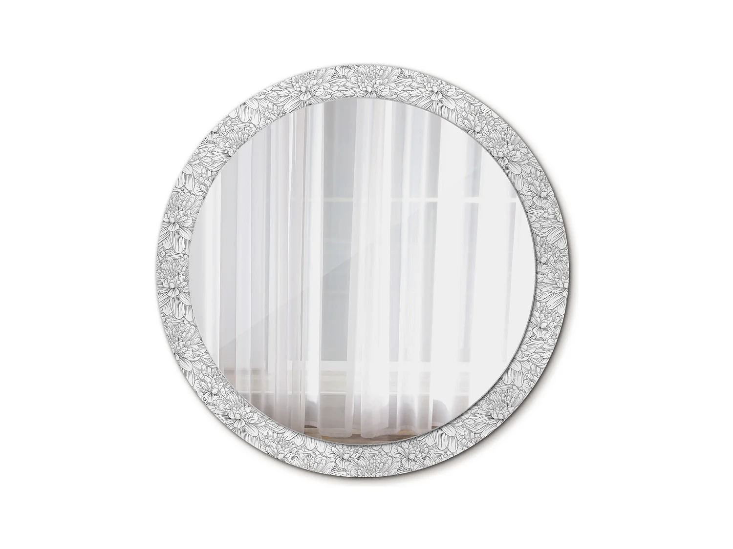 Miroir rond décoratif - Fleurs de Lotus - 90 cm