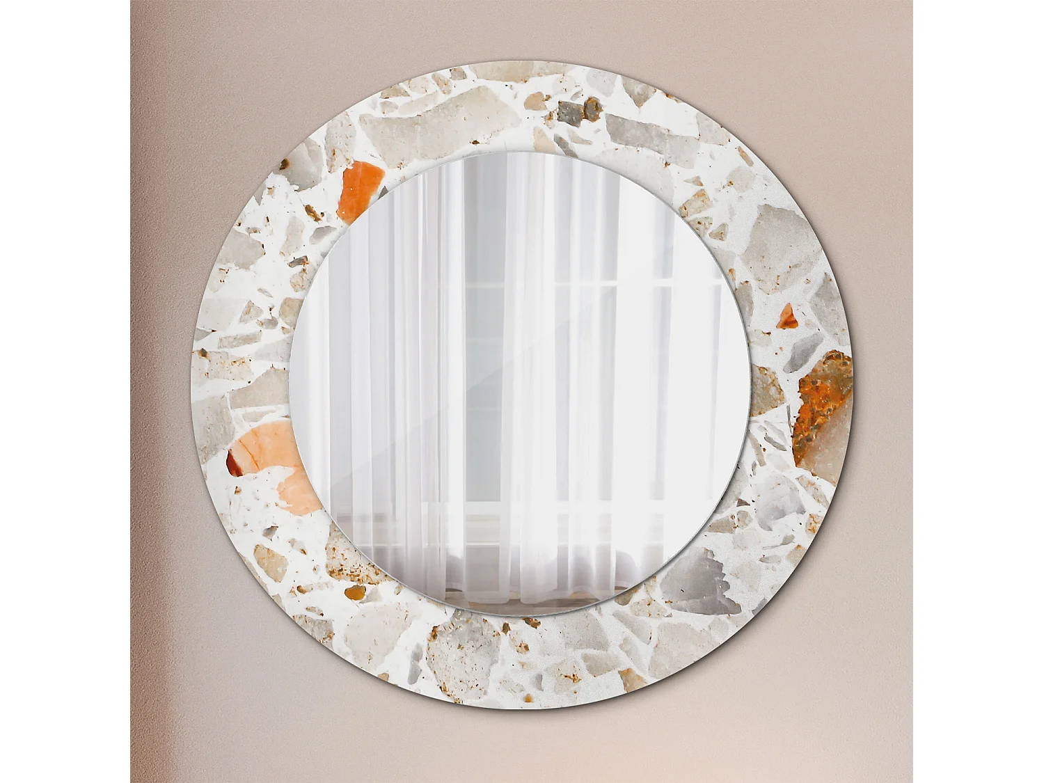 Runder dekorativer Spiegel - Terrazzo-Stil - 50 cm