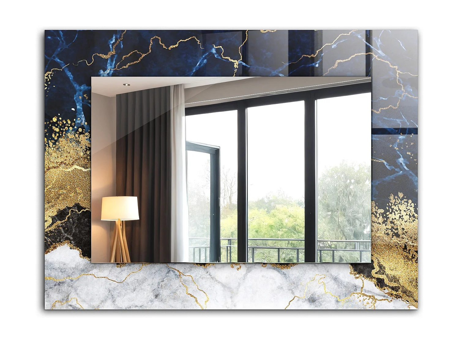 Specchio decorativo con cornice astratta in marmo 80 x 60 cm