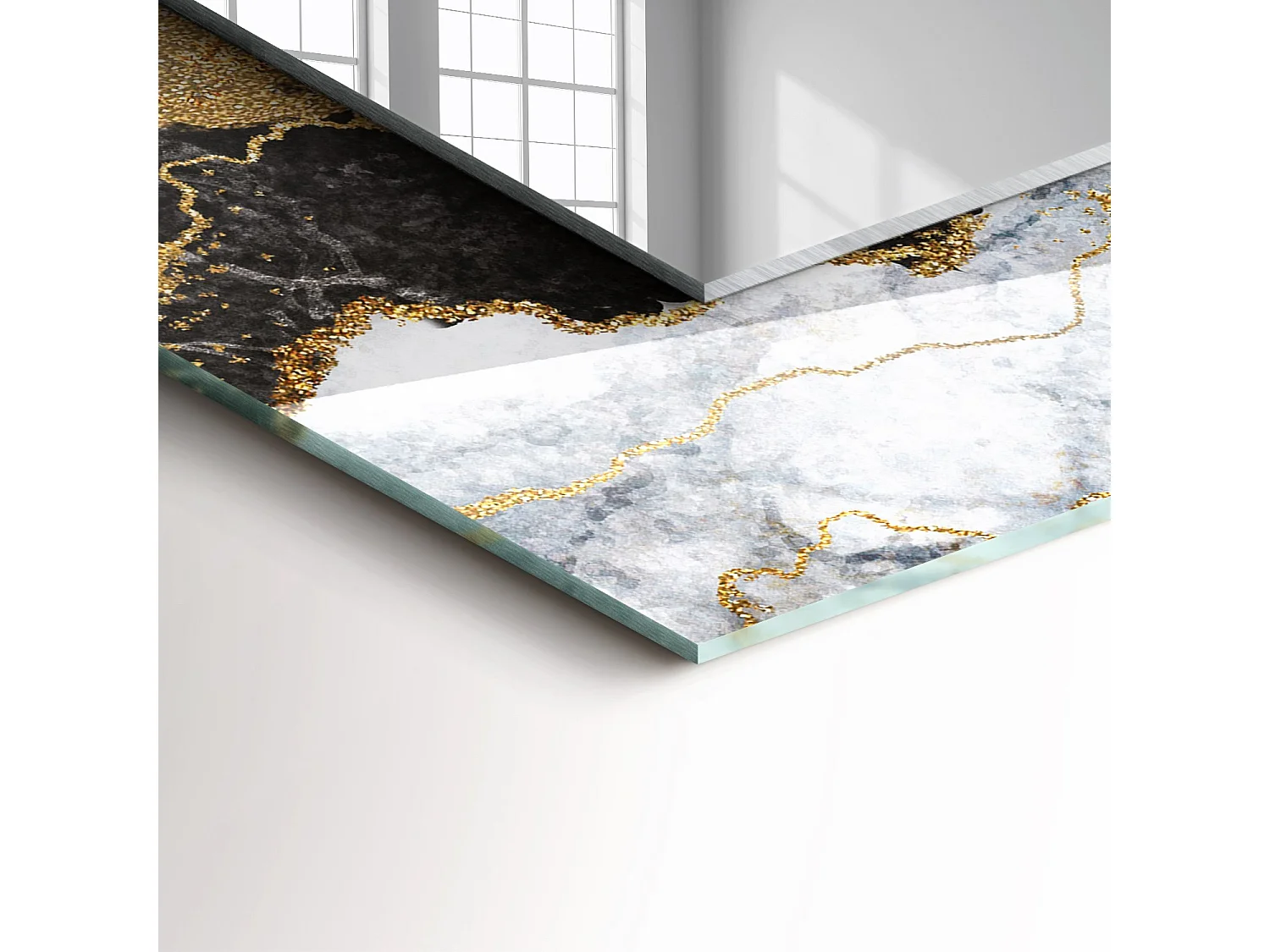 Decoratieve spiegel met abstracte marmeren lijst 80 x 60 cm