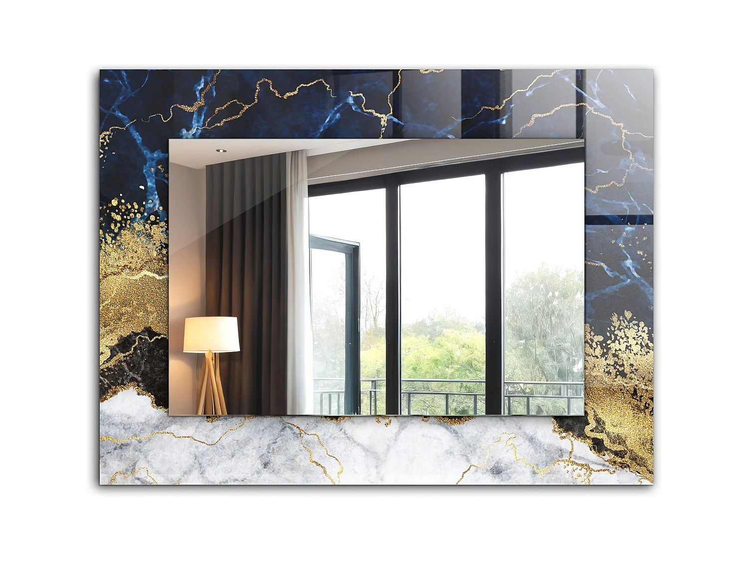 Miroir décoratif avec cadre en marbre abstrait 80 x 60 cm