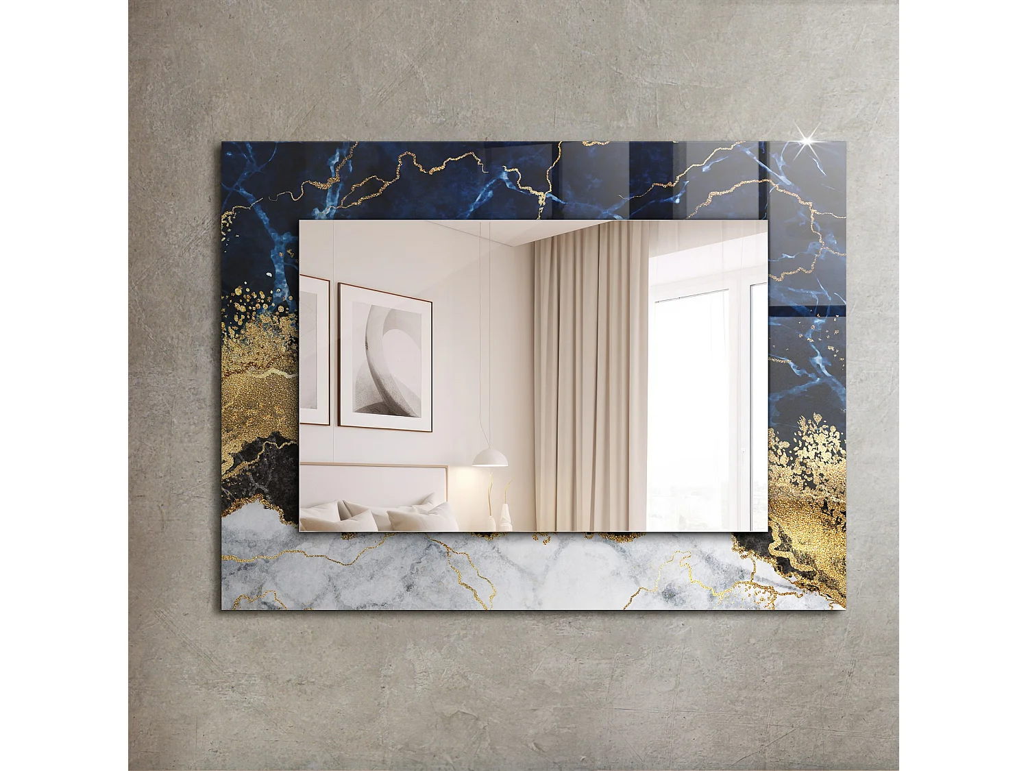 Dekorativer Spiegel mit abstraktem Marmorrahmen 80 x 60 cm