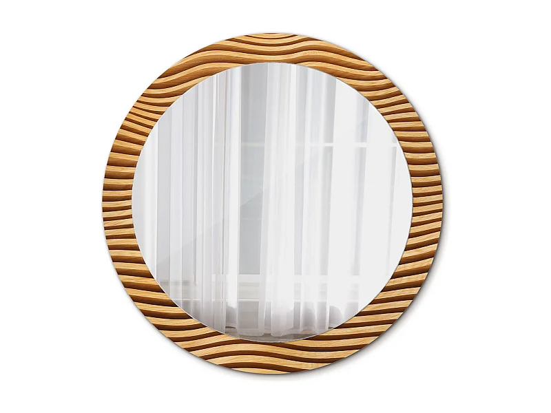Dekorativer runder Spiegel - Holzwelle - 80 cm