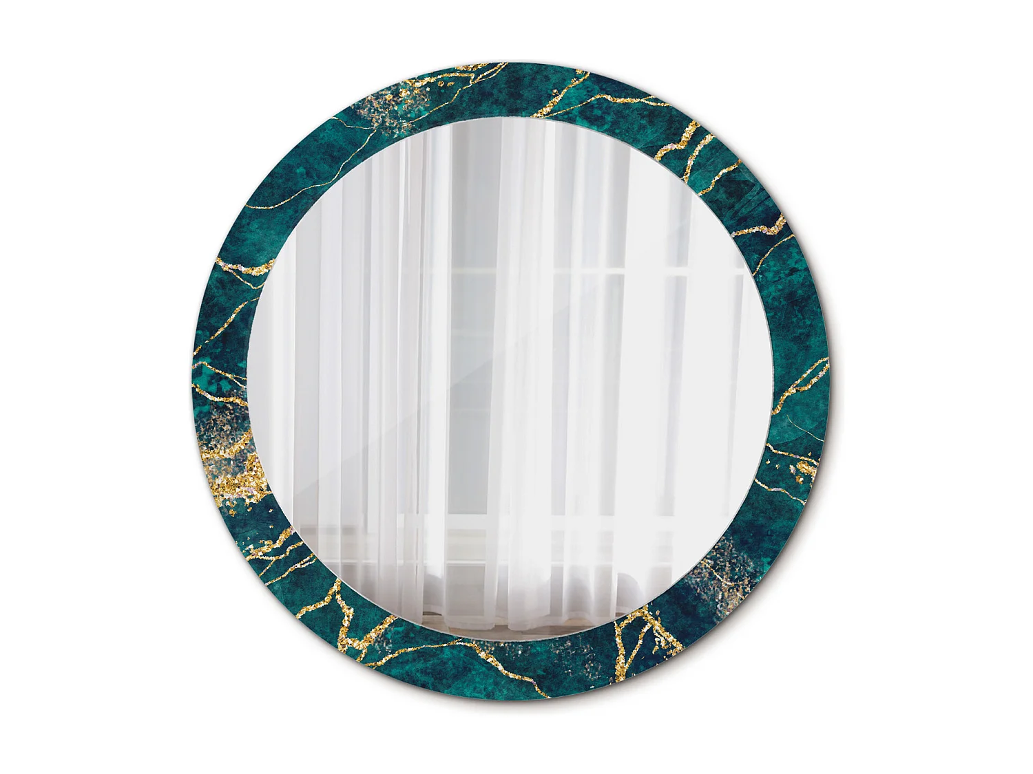 Runder dekorativer Spiegel - Grüner Marmor - 80 cm