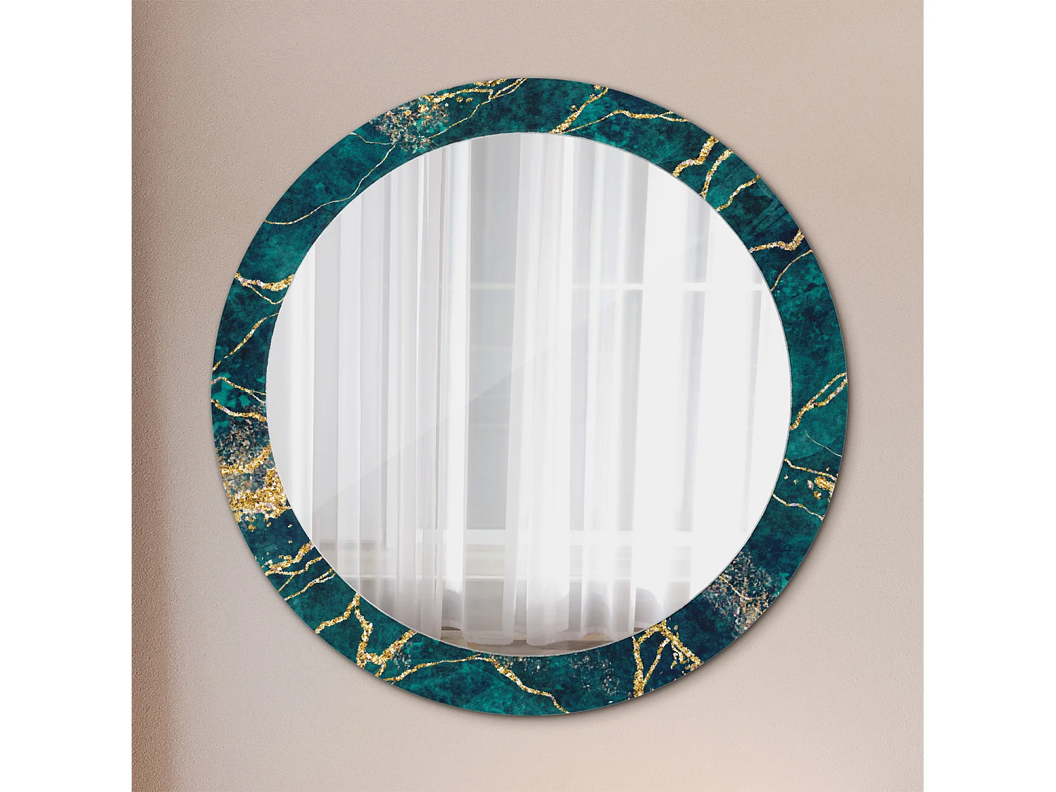 Runder dekorativer Spiegel - Grüner Marmor - 80 cm