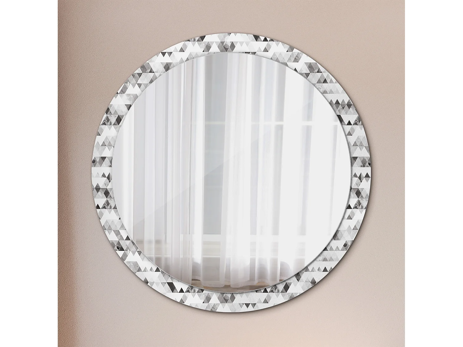 Ronde decoratieve spiegel - driehoeken - 100 cm