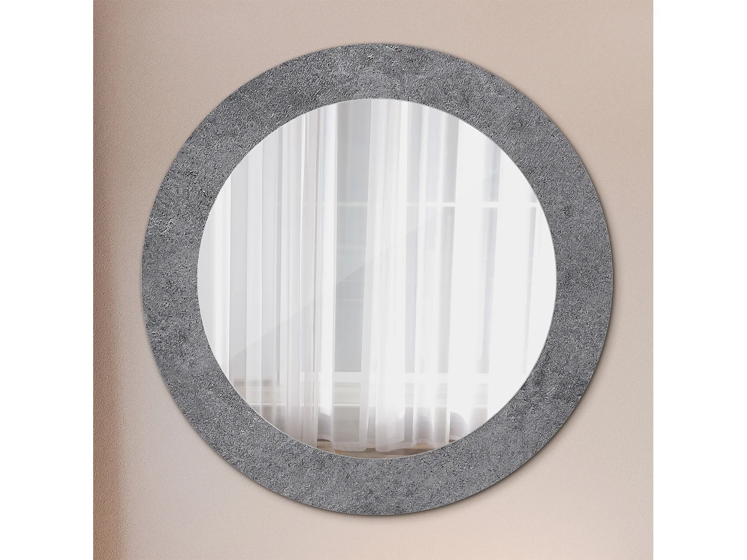 Ronde decoratieve spiegel - betonstructuur - 60 cm