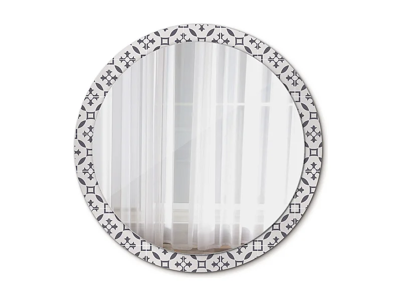 Miroir rond décoratif - Motif carrelage - 100 cm