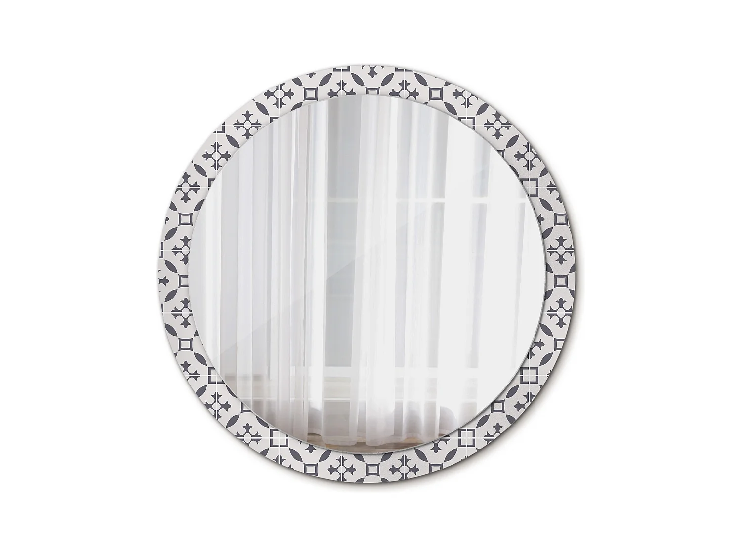 Ronde decoratieve spiegel - tegelpatroon - 100 cm