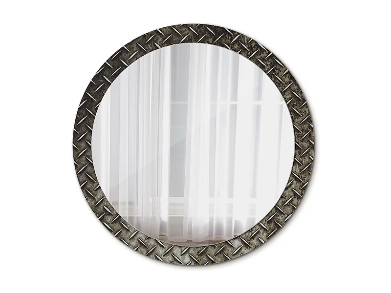 Dekorativer runder Spiegel - Stahlstruktur - 90 cm