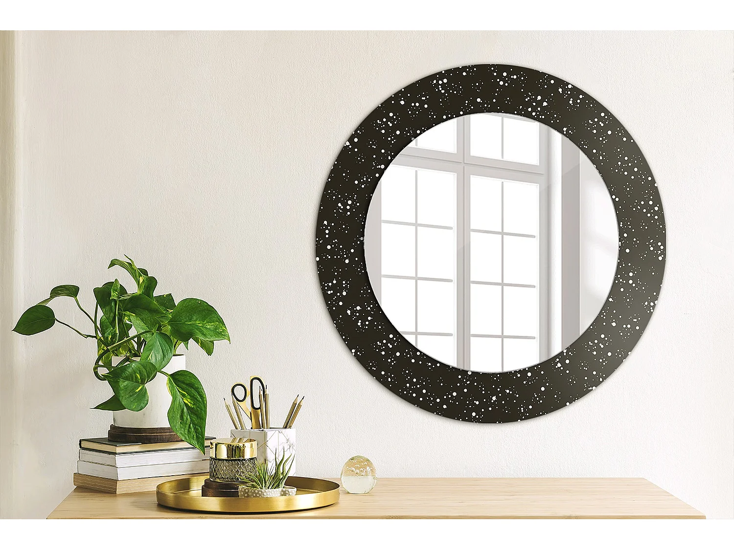 Miroir rond décoratif - Points chaotiques - 50 cm