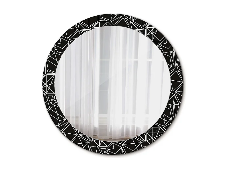 Miroir rond décoratif - Motif géométrique - 80 cm