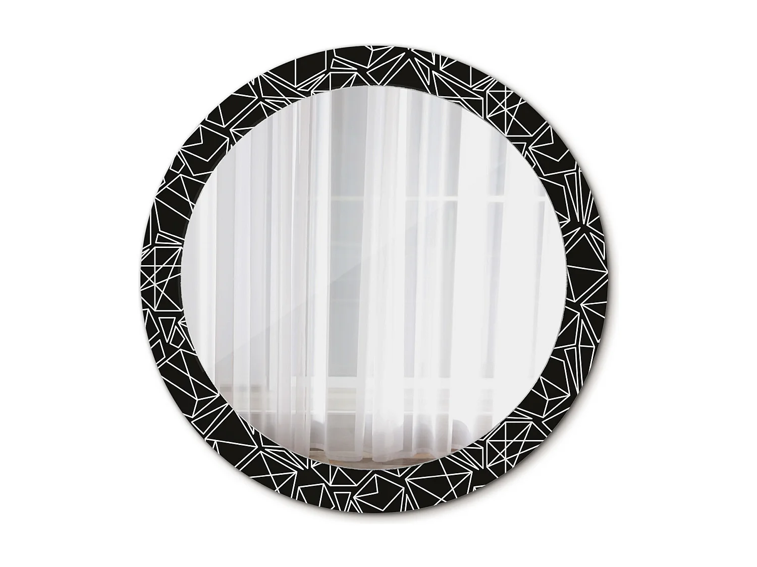 Miroir rond décoratif - Motif géométrique - 80 cm