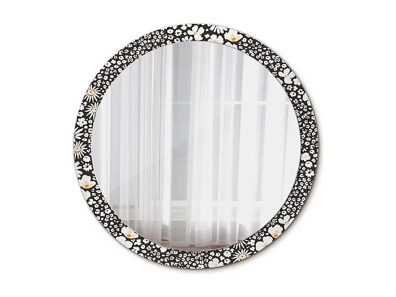 Miroir rond décoratif - Marguerites - 100 cm