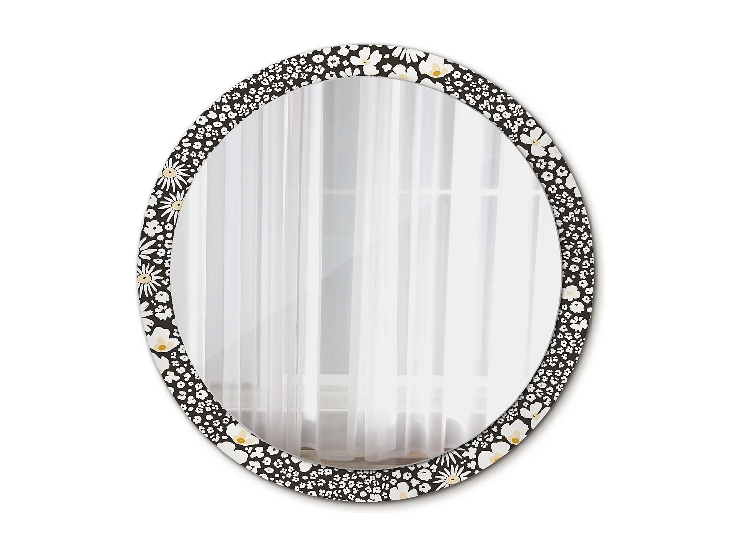 Miroir rond décoratif - Marguerites - 100 cm