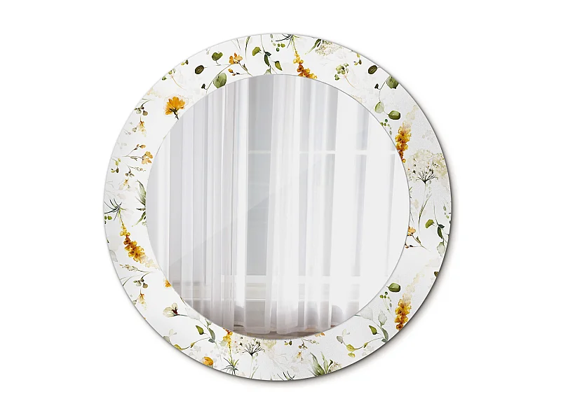 Miroir rond décoratif - Fleurs sauvages - 70 cm