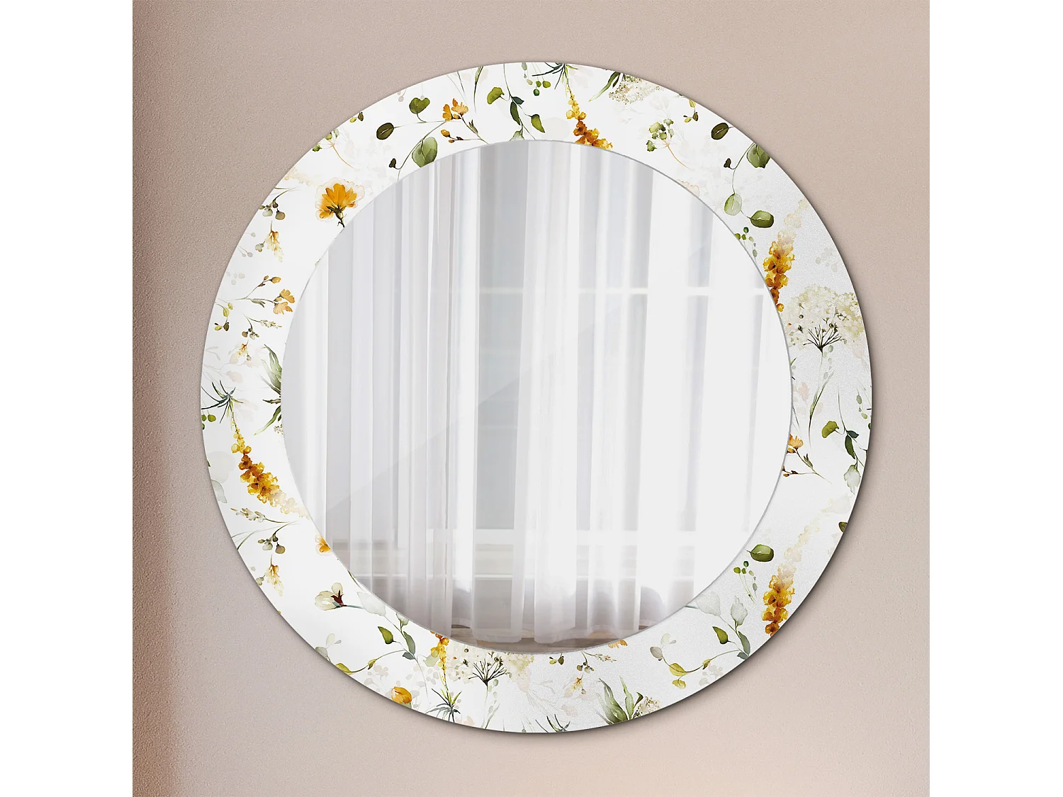 Ronde decoratieve spiegel - Wilde bloemen - 60 cm
