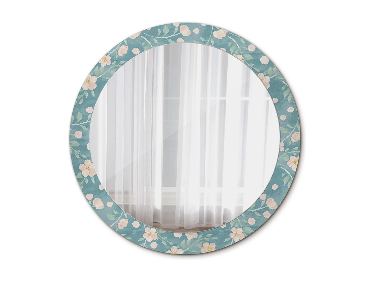 Miroir rond décoratif - Motif floral - 80 cm