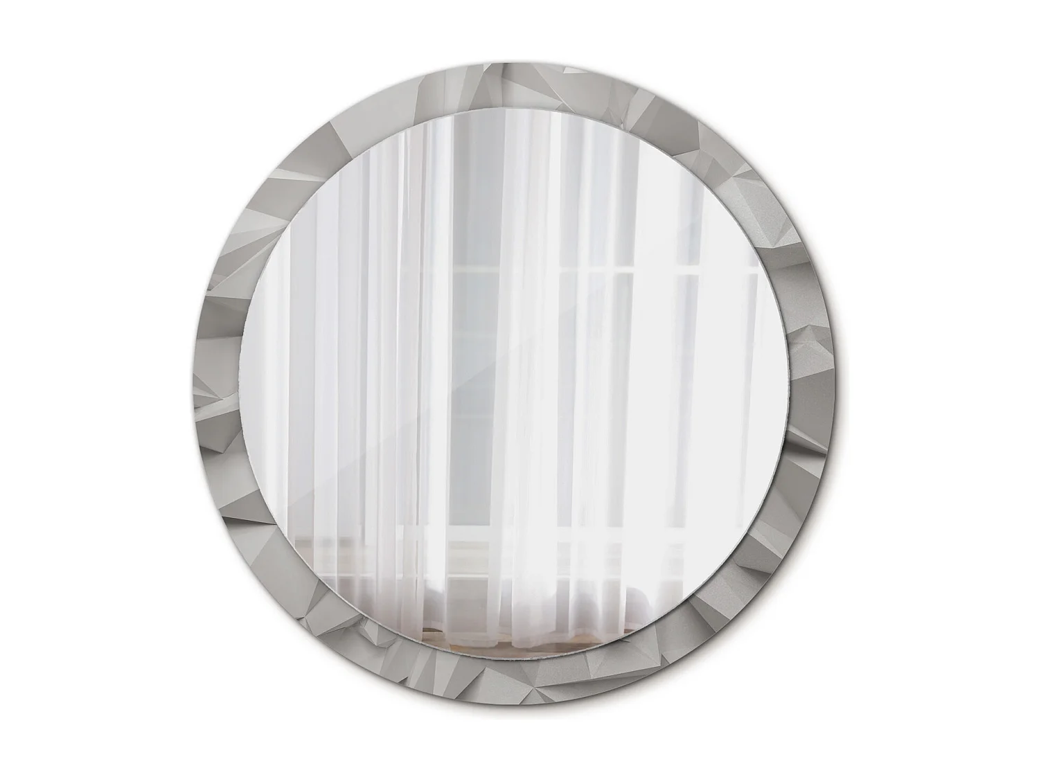 Ronde decoratieve spiegel - Abstract wit glas - 100 cm