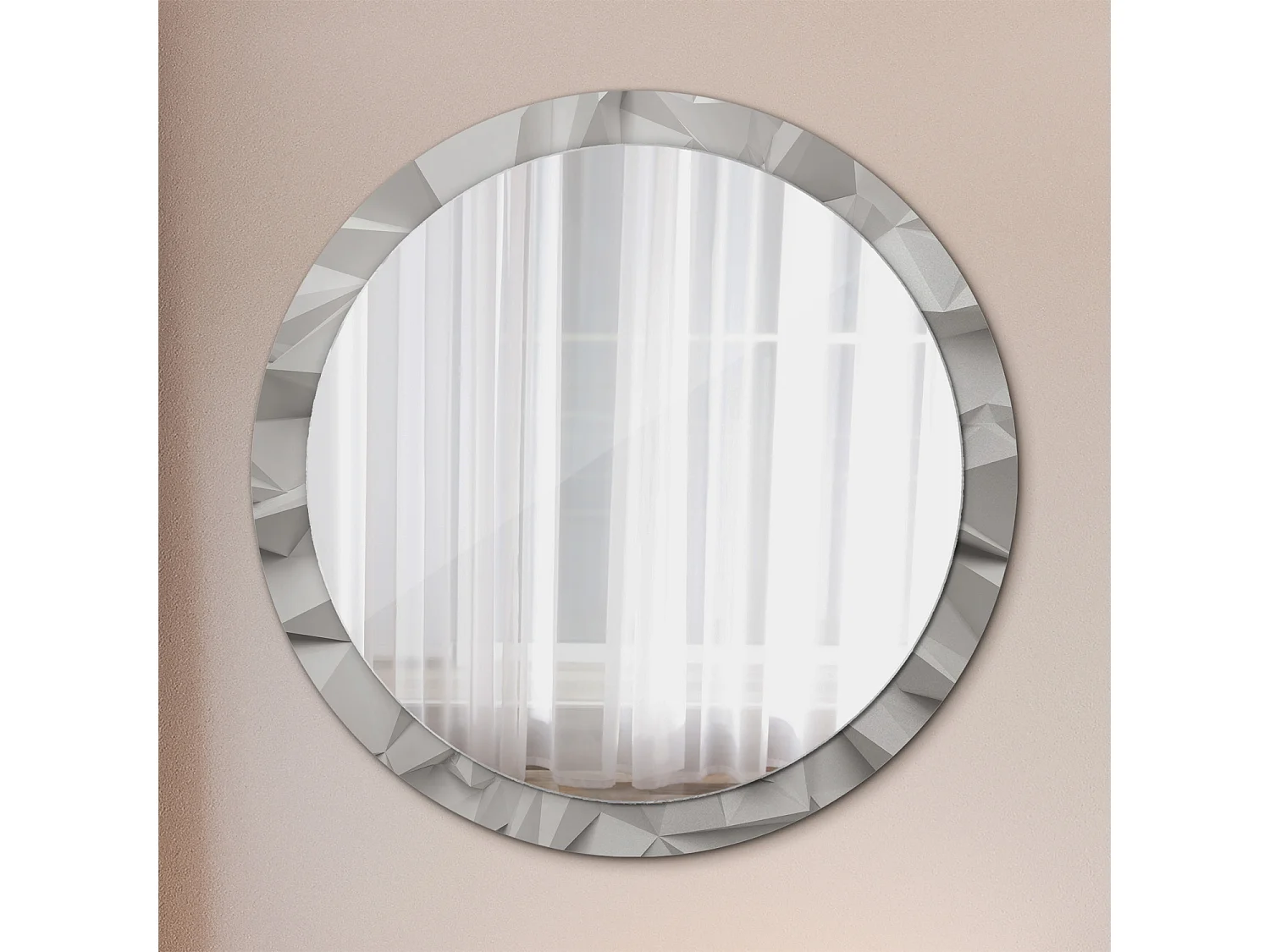 Ronde decoratieve spiegel - Abstract wit glas - 100 cm