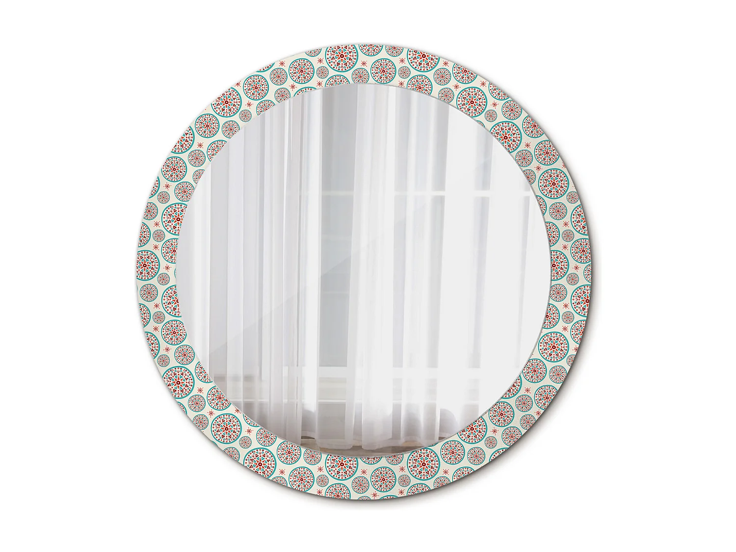 Miroir rond décoratif - Motif Boho - 80 cm