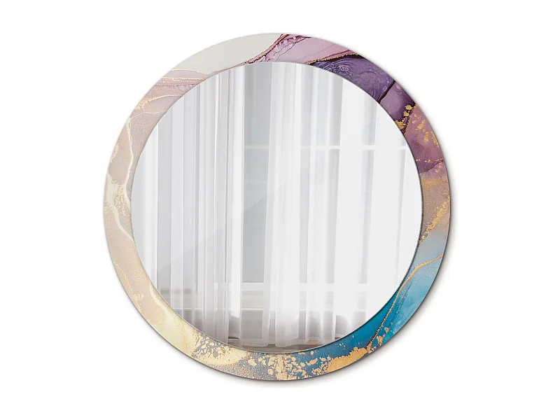 Miroir rond décoratif - Pierre de marbre - 90 cm