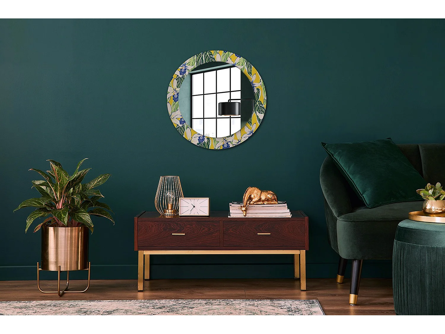 Ronde decoratieve spiegel - Orchideeën - 60 cm