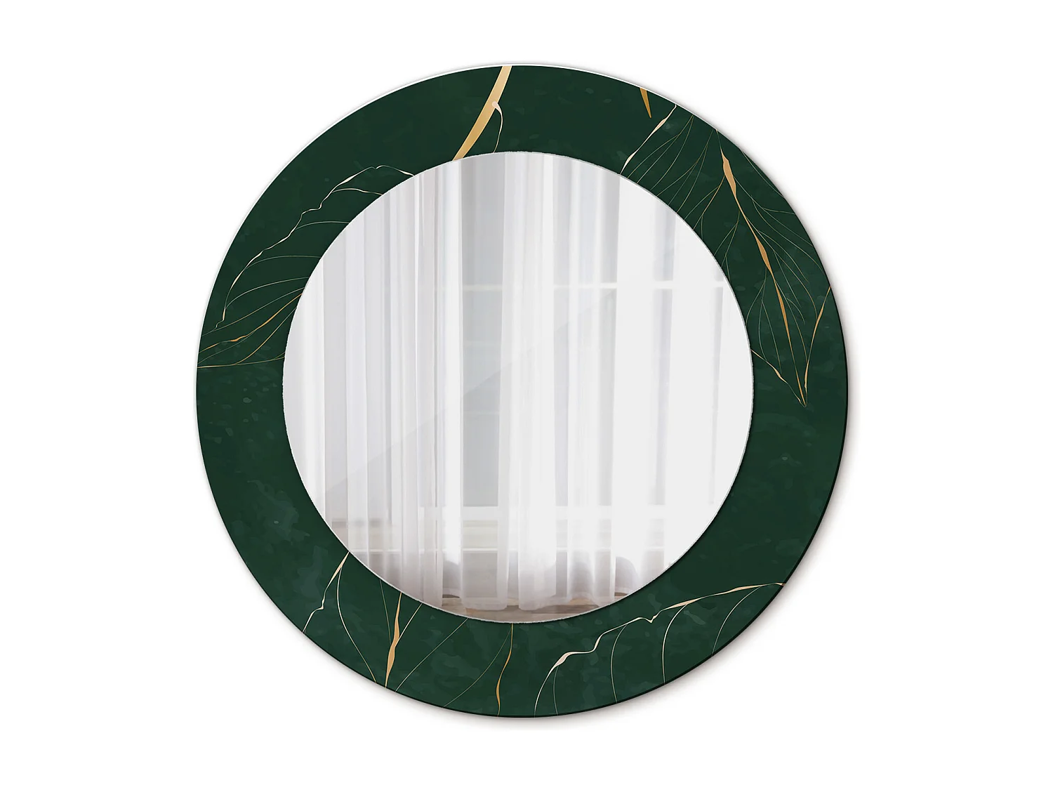 Ronde decoratieve spiegel - bladcontour - 50 cm