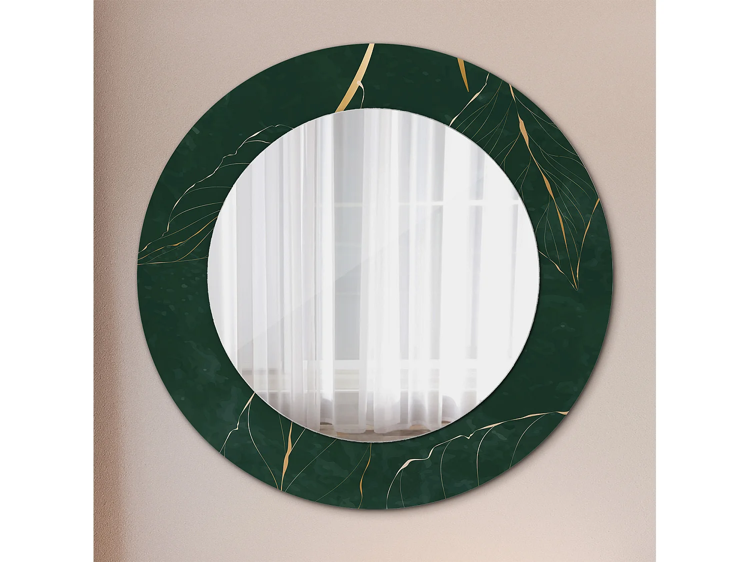 Ronde decoratieve spiegel - bladcontour - 50 cm