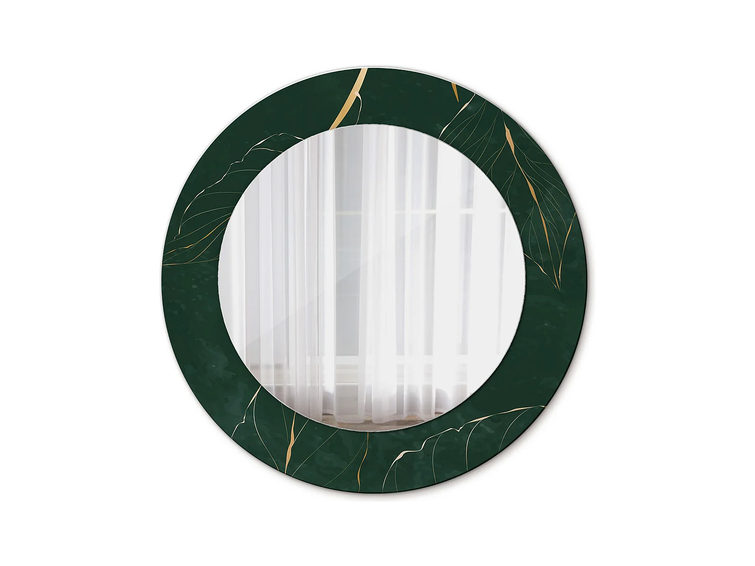 Specchio rotondo decorativo - Contorno foglia - 50 cm