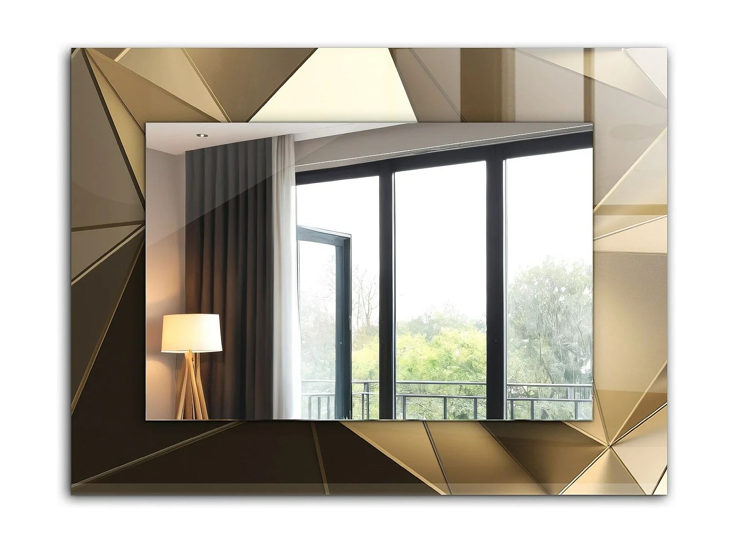 Dekorativer Spiegel mit Rahmen, geometrische Formen, 80 x 60 cm