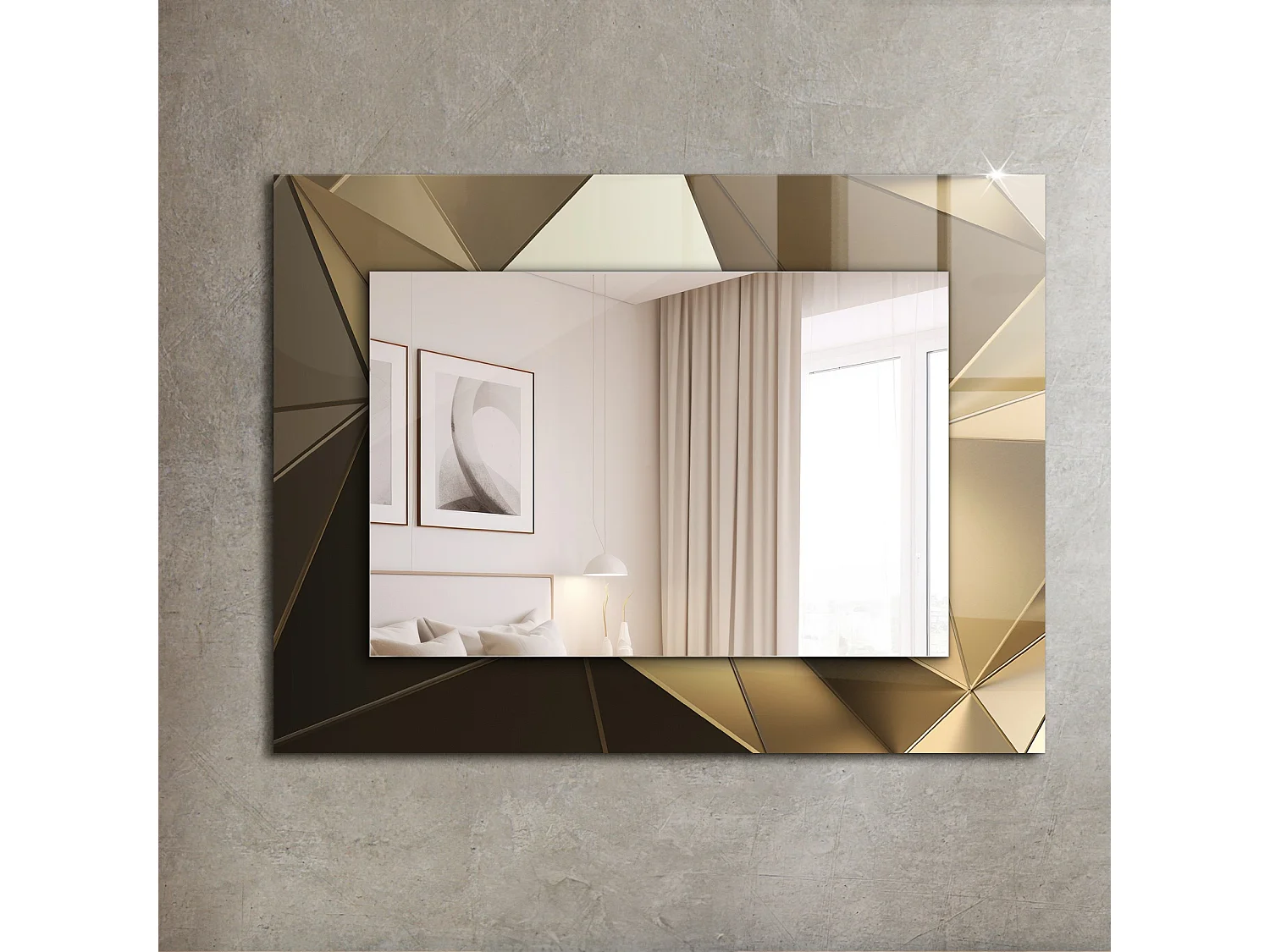 Dekorativer Spiegel mit Rahmen, geometrische Formen, 80 x 60 cm