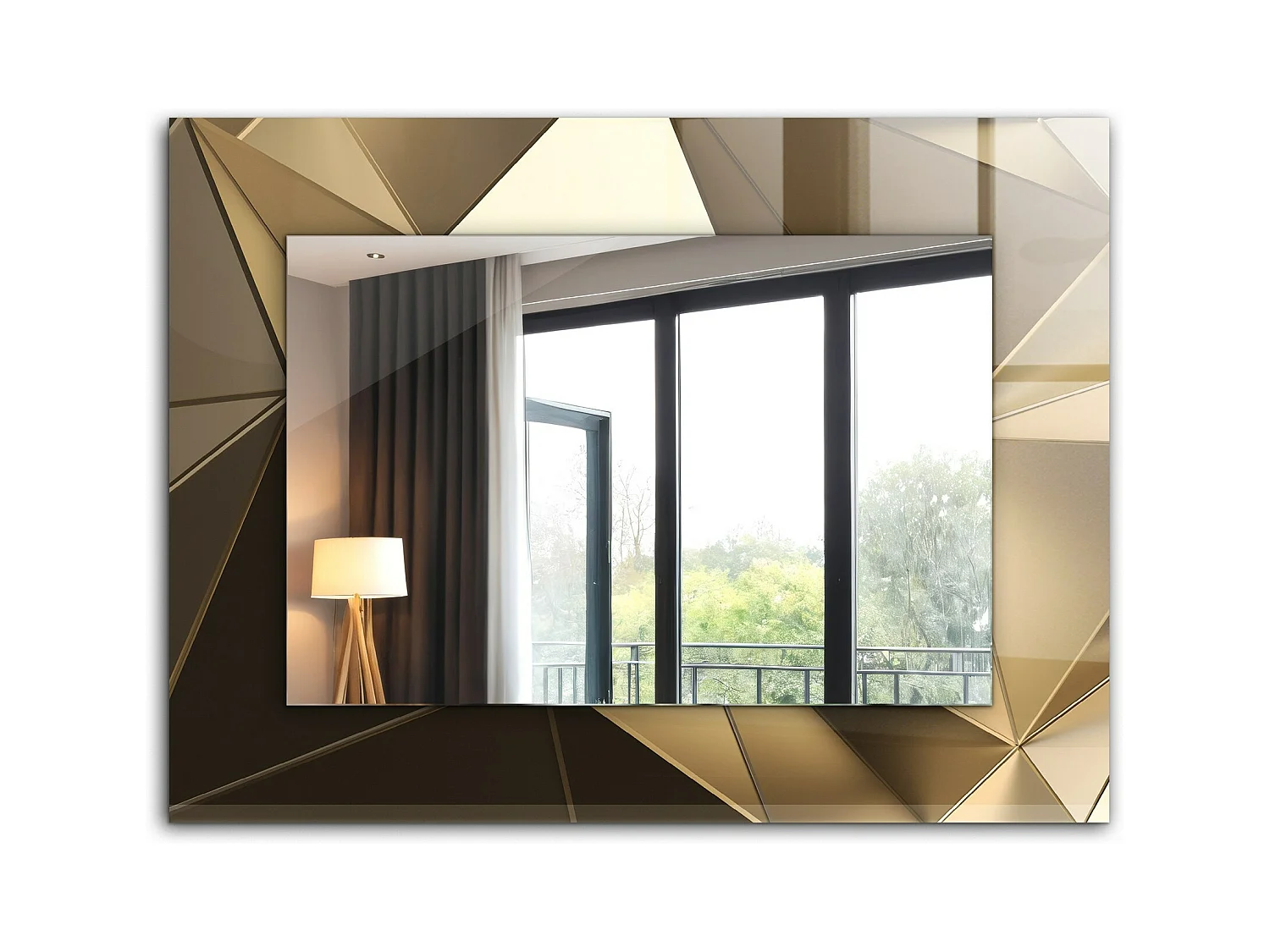Miroir décoratif avec cadre Formes géométriques 80 x 60 cm