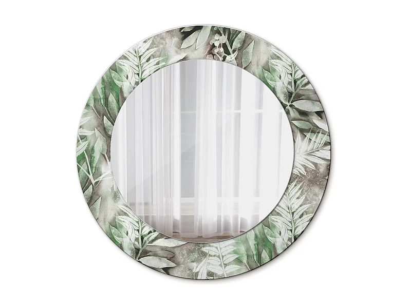Decoratieve ronde spiegel - aquarelbladeren - 50 cm