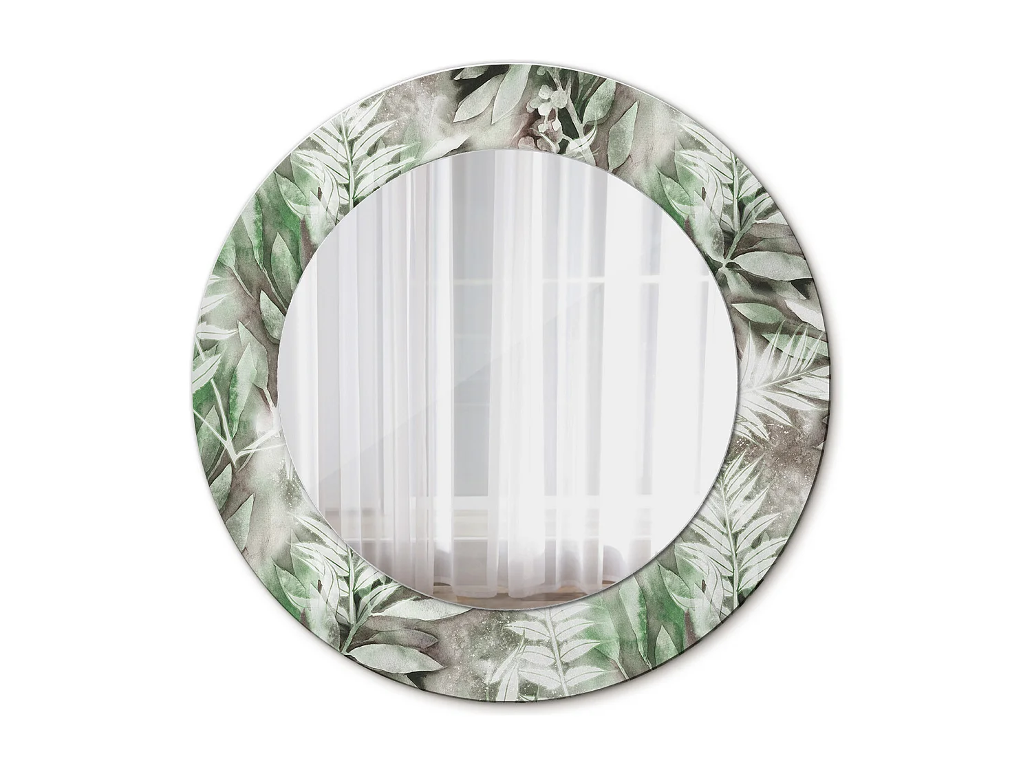 Decoratieve ronde spiegel - aquarelbladeren - 50 cm