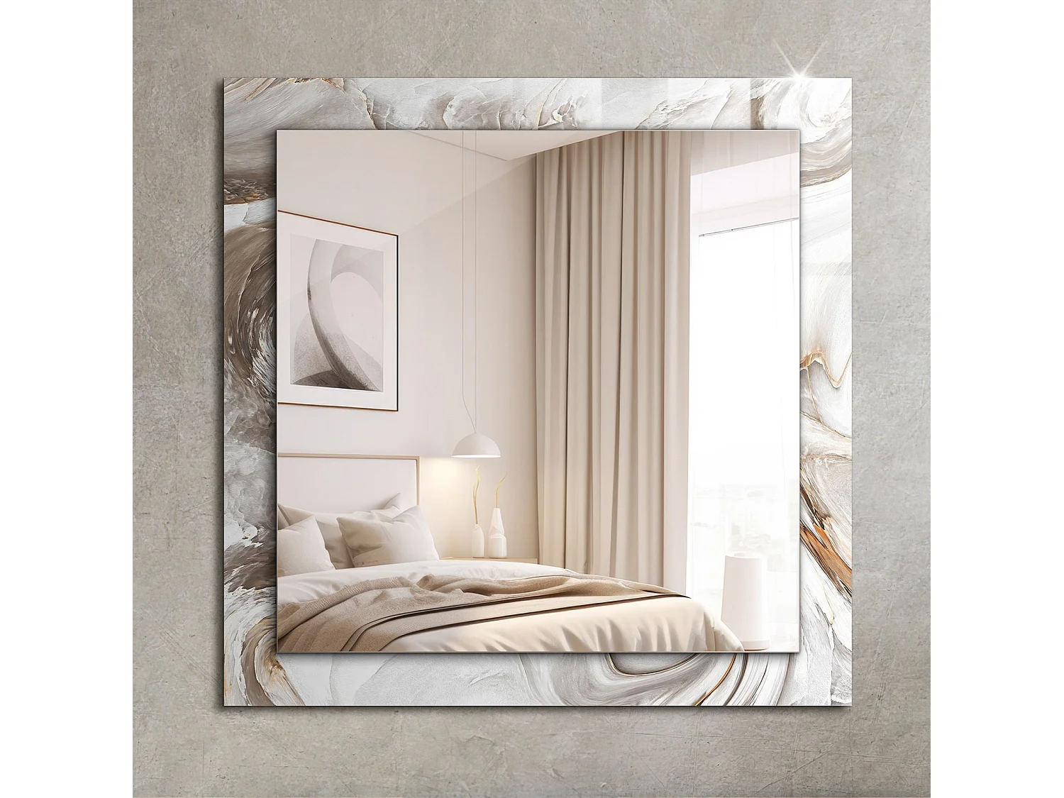 Dekorativer Spiegel mit abstraktem Marmorrahmen 60 x 60 cm