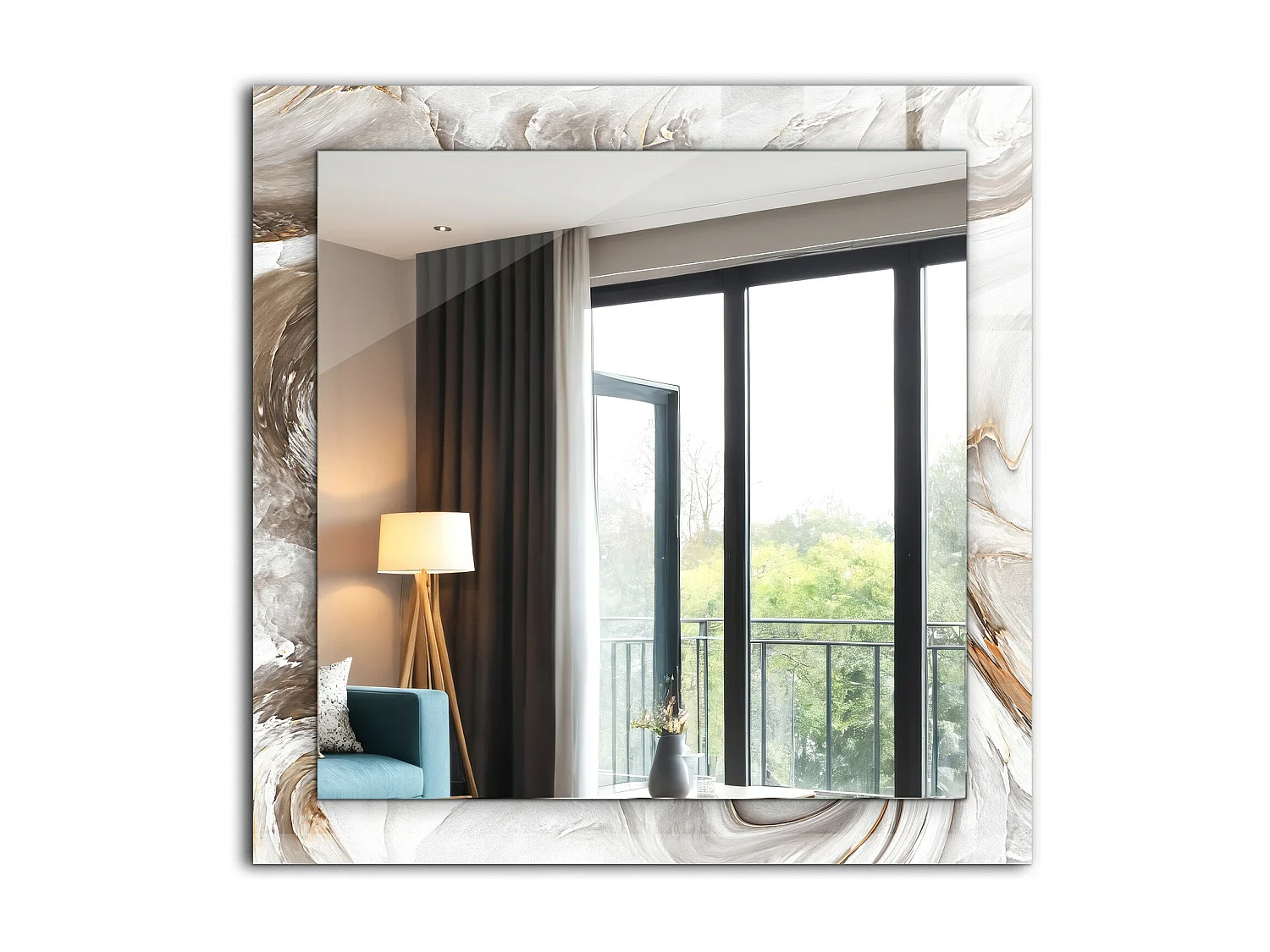 Dekorativer Spiegel mit abstraktem Marmorrahmen 60 x 60 cm