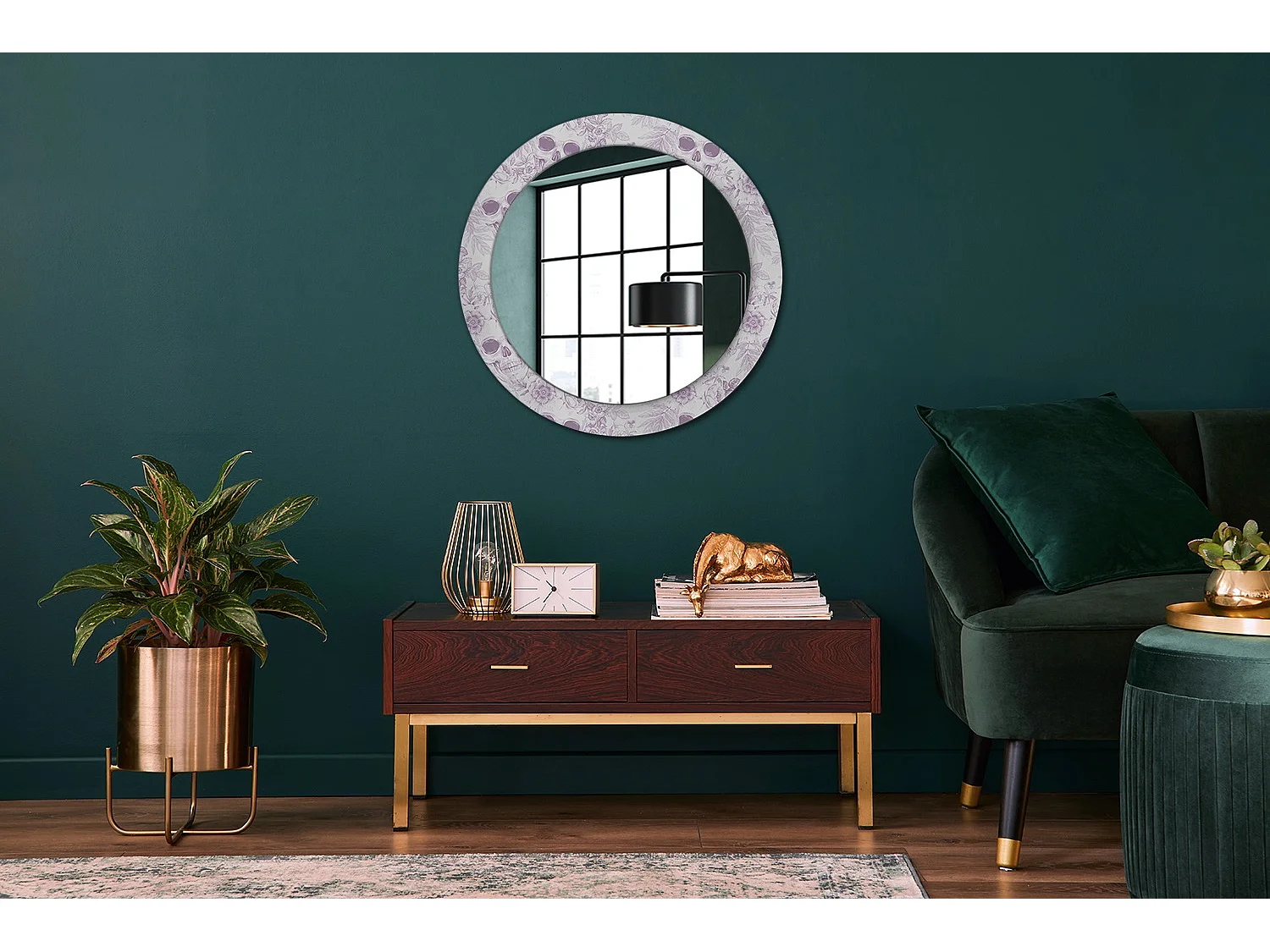 Ronde decoratieve spiegel - schedels - 60 cm