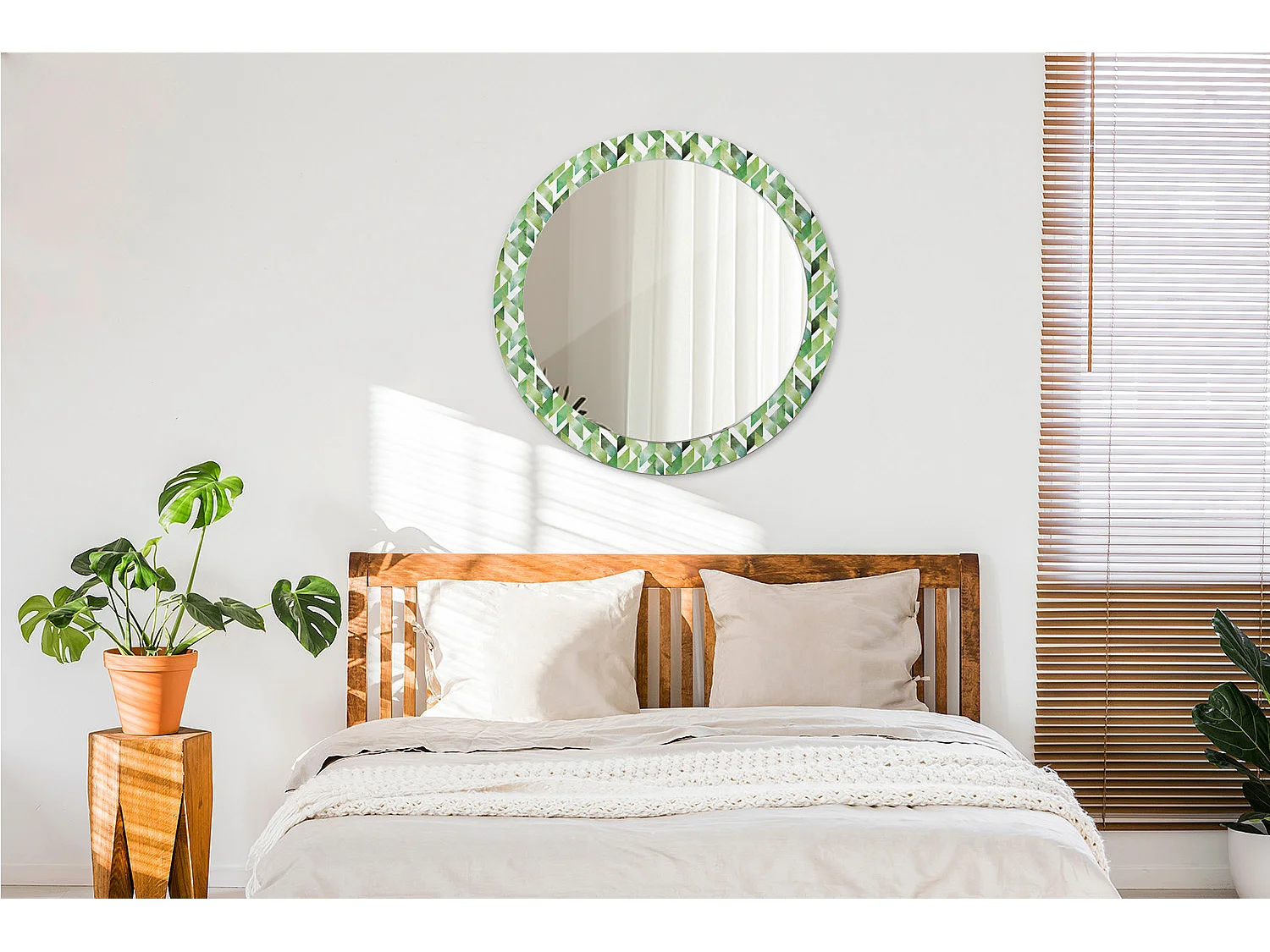 Decoratieve ronde spiegel – Chevrons – 80 cm