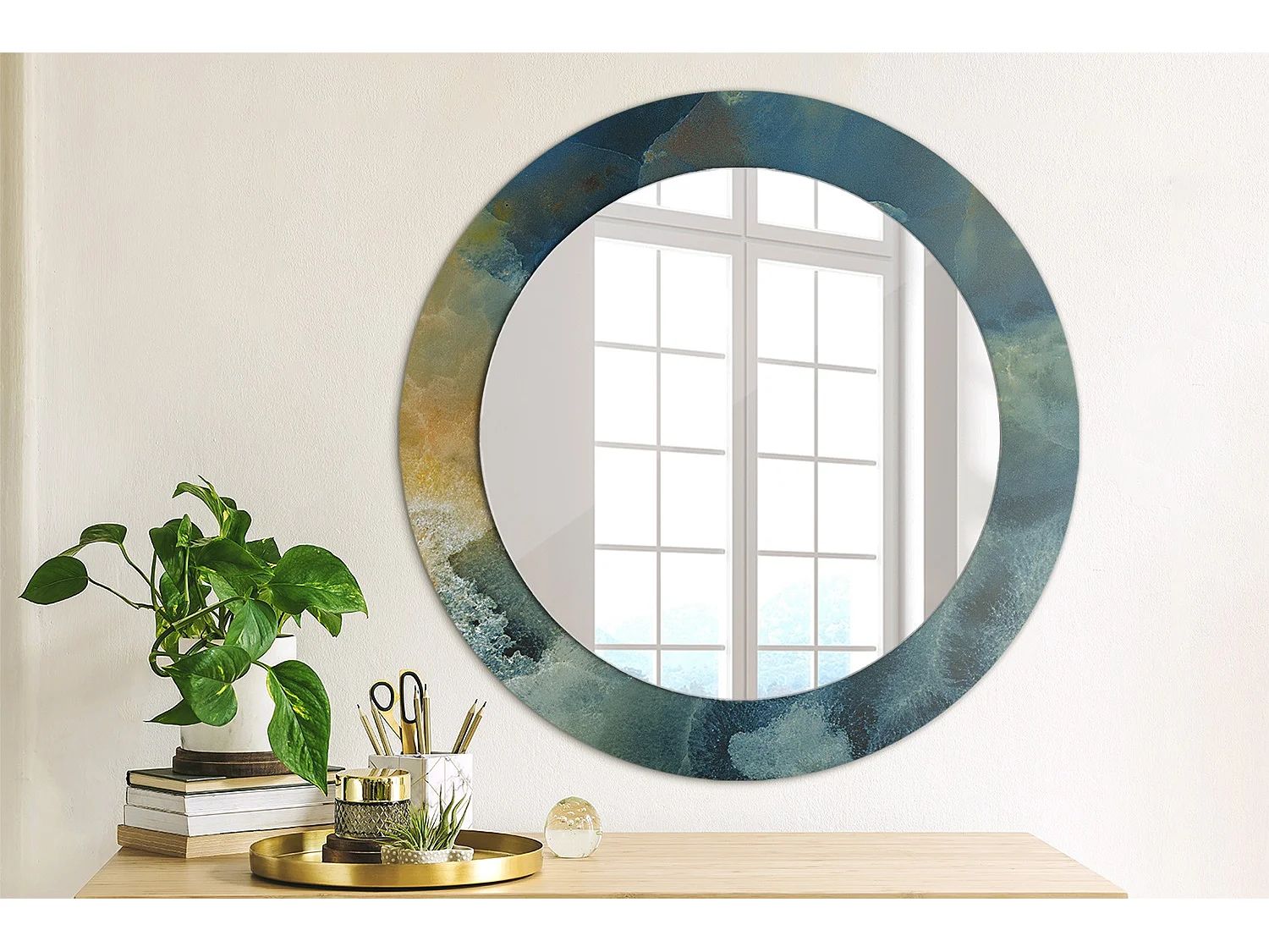 Runder dekorativer Spiegel – Onyx-Marmor – 60 cm