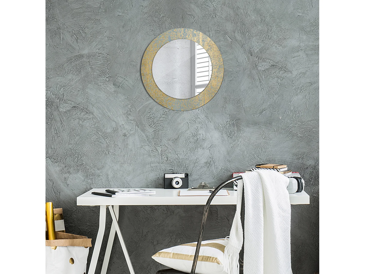 Miroir rond décoratif - Motif Loft - 50 cm
