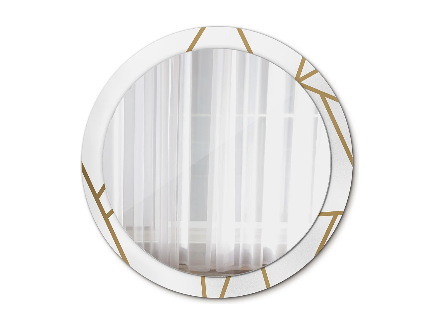 Miroir rond décoratif - Composition linéaire - 90 cm