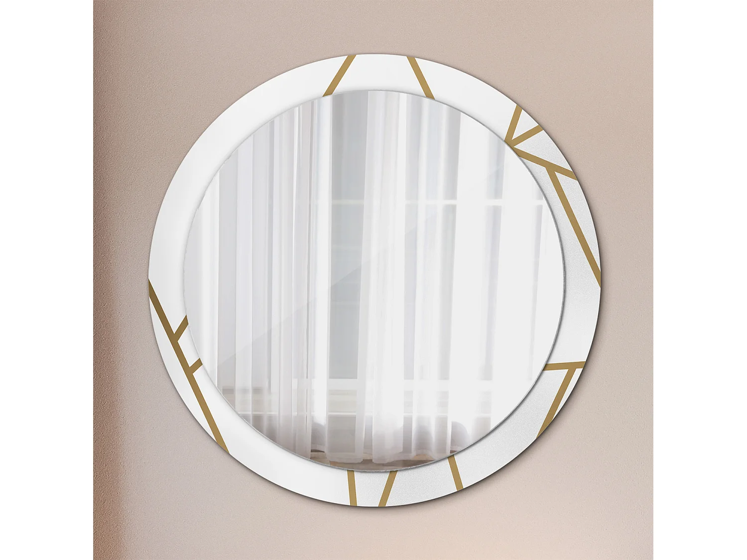 Miroir rond décoratif - Composition linéaire - 90 cm