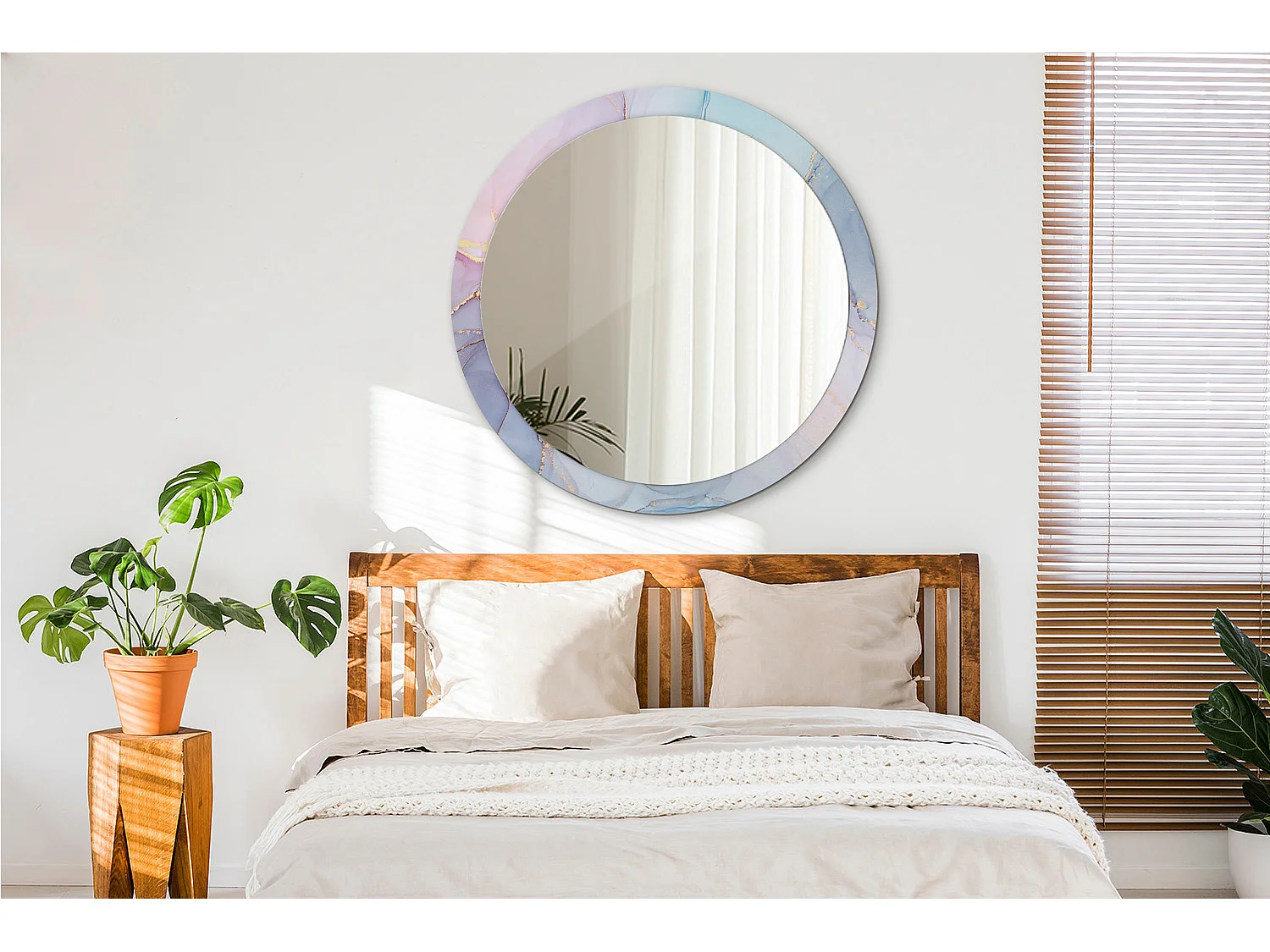 Miroir rond décoratif - Liquide abstrait - 100 cm