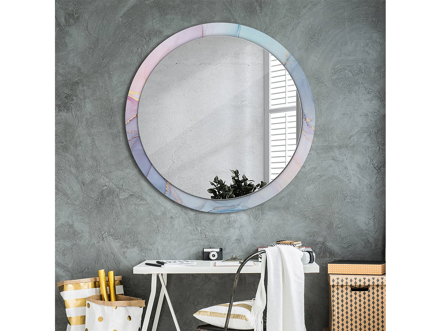 Miroir rond décoratif - Liquide abstrait - 100 cm