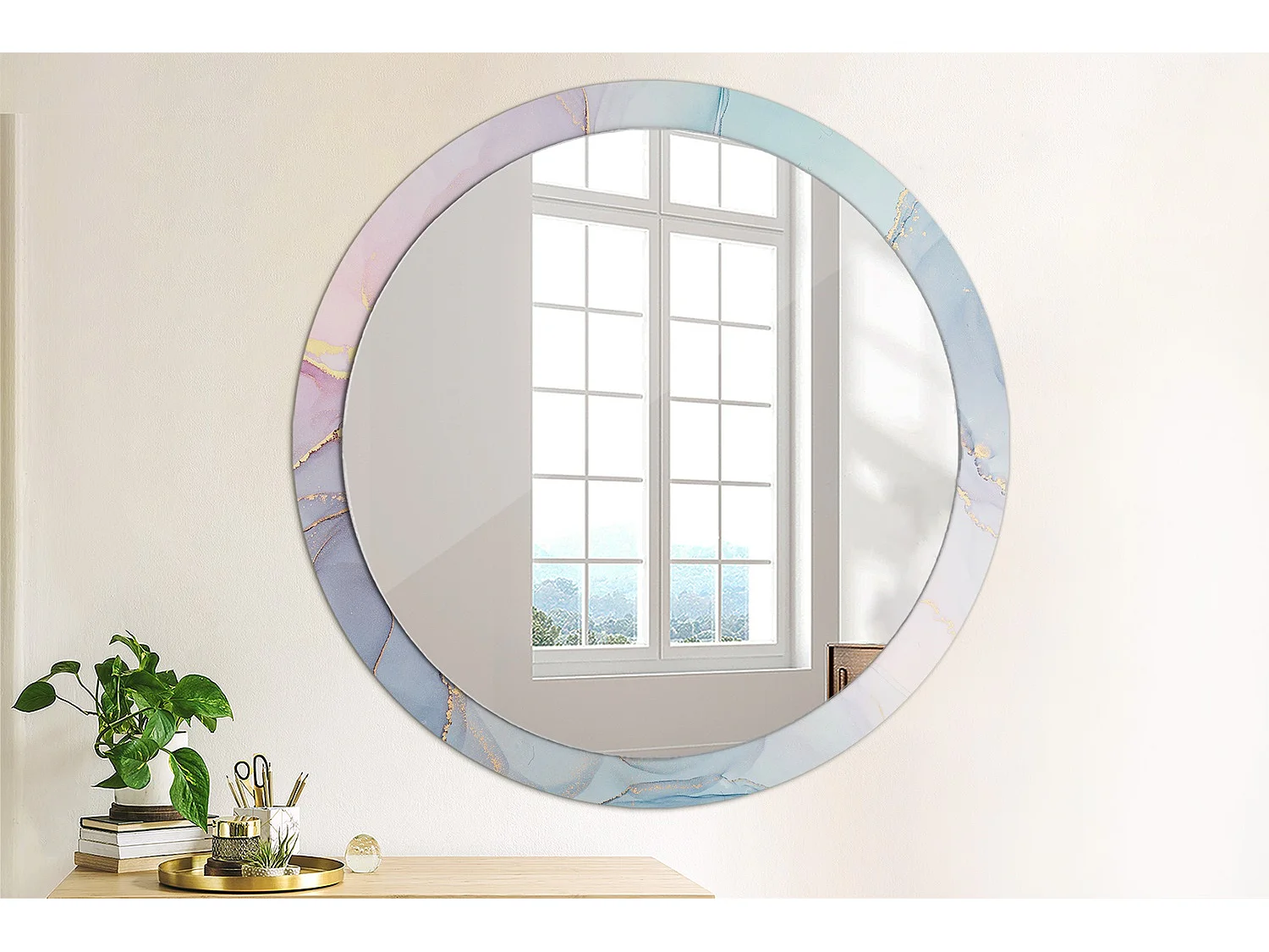 Miroir rond décoratif - Liquide abstrait - 100 cm