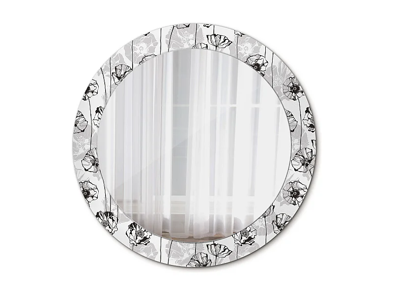 Runder dekorativer Spiegel - Mohnblumen - 60 cm