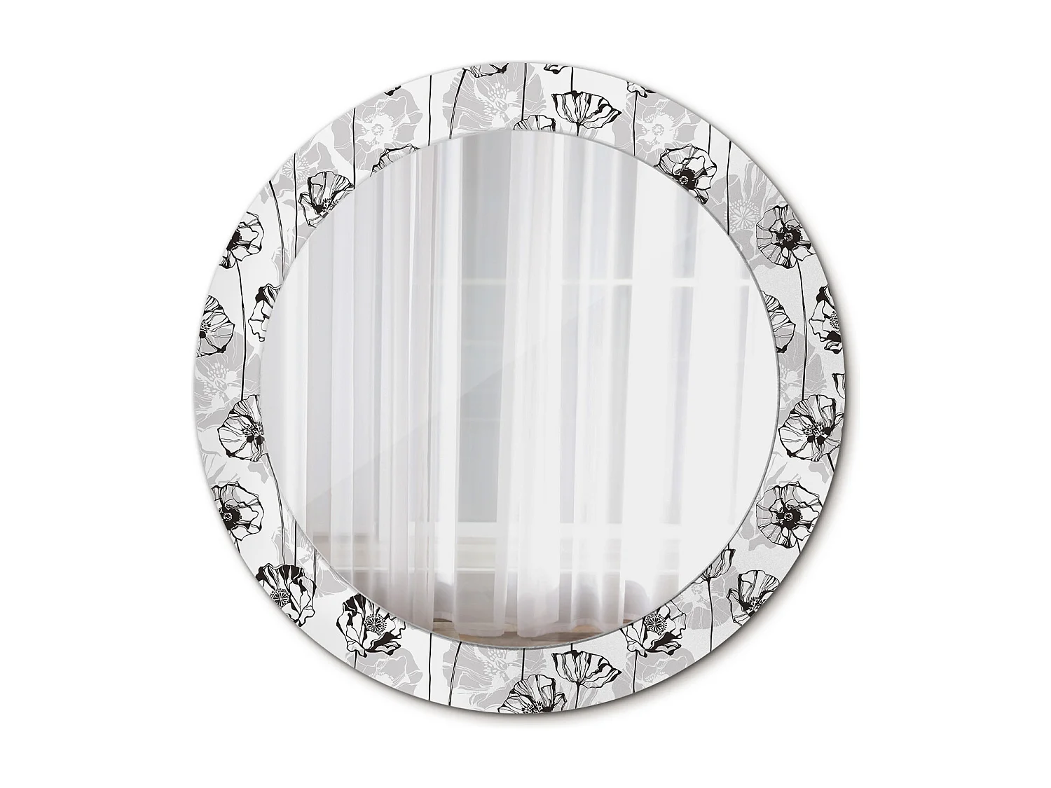 Ronde decoratieve spiegel - klaprozen - 60 cm