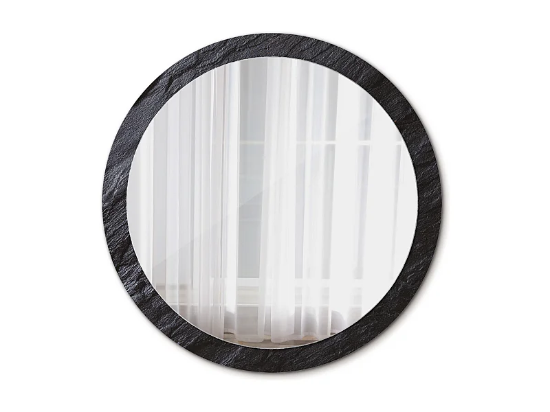 Miroir rond décoratif - Pierre noire - 100 cm