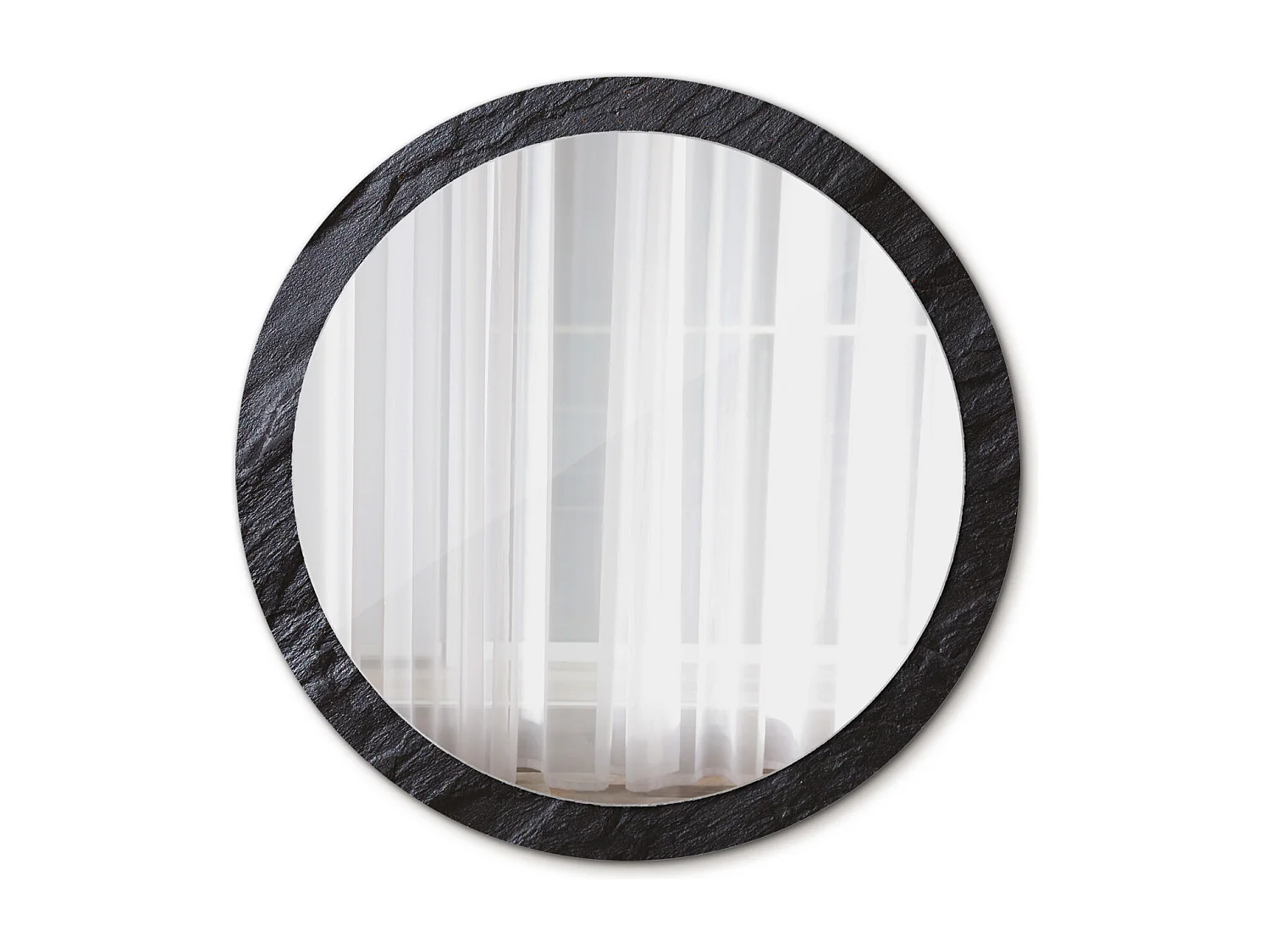 Miroir rond décoratif - Pierre noire - 100 cm